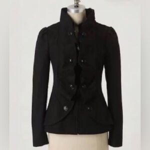 Anthropologie Idra Wool Ruffle Military Inspired Jacket